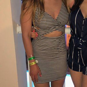 Black Gingham Sundress with side and bust cutouts